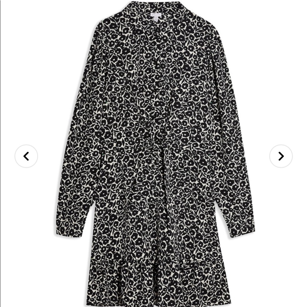 topshop floral print long sleeve midi shirtdress